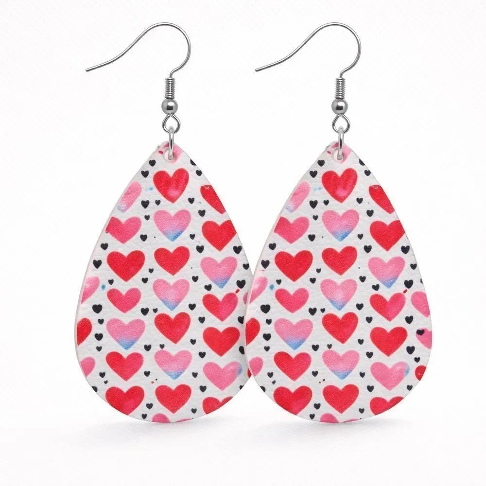 3For$20 Heart Ted/Blue Patterned Teardrop Earrings NEW